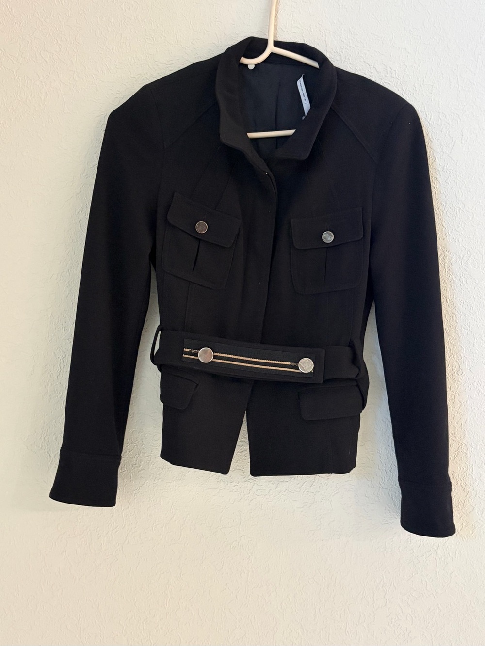 ATOS LOMBARDINI SIZE 44 JACKET FLEECE  WOOL BELTED LINED BUTTONS MADE IN ITALY